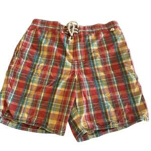 Polo Ralph Lauren Lined Swim Trunks Board Shorts Madras Plaid Men's Size M
